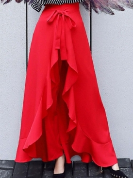 Vanliga Asymmetriska Kvinnors Smala Hellängds Culottes Casual Byxor