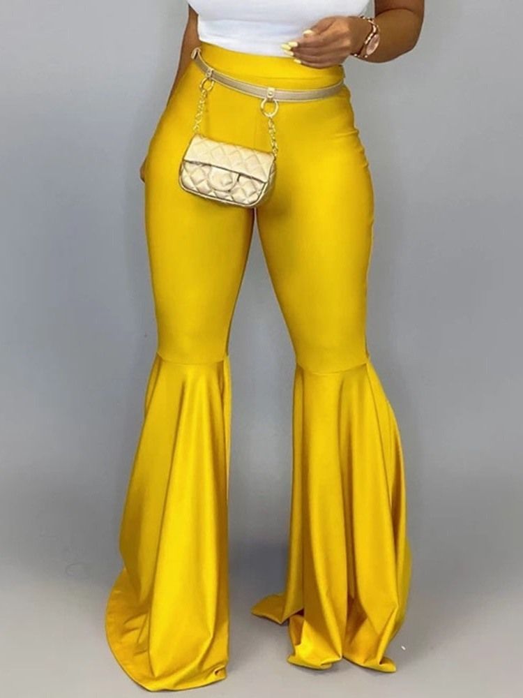 Vanliga Slim Full Längd Bellbottoms Casual Byxor
