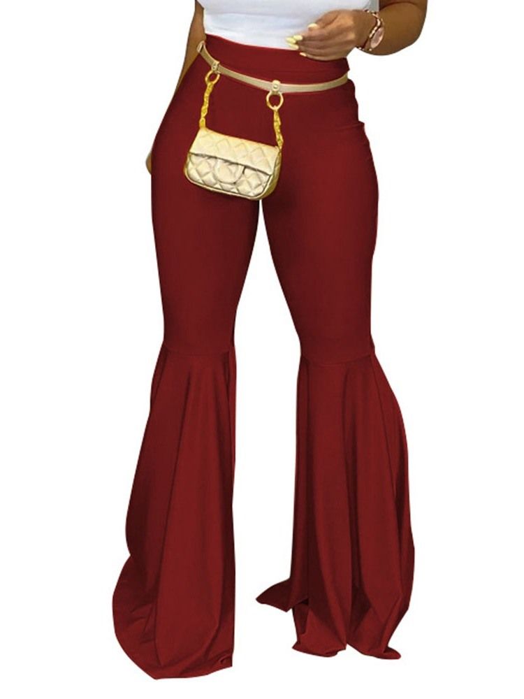 Vanliga Slim Full Längd Bellbottoms Casual Byxor