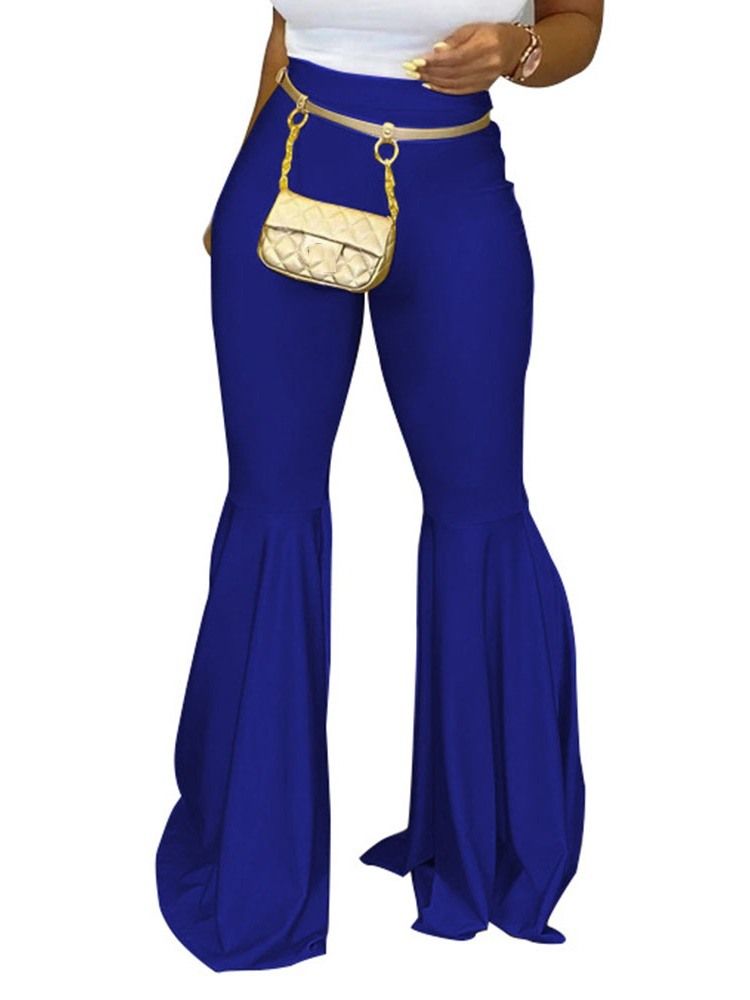 Vanliga Slim Full Längd Bellbottoms Casual Byxor