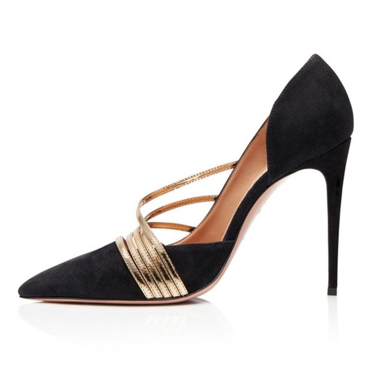 Color Block Slip-On Stiletto Heel Low Cut Upper Prom Skor