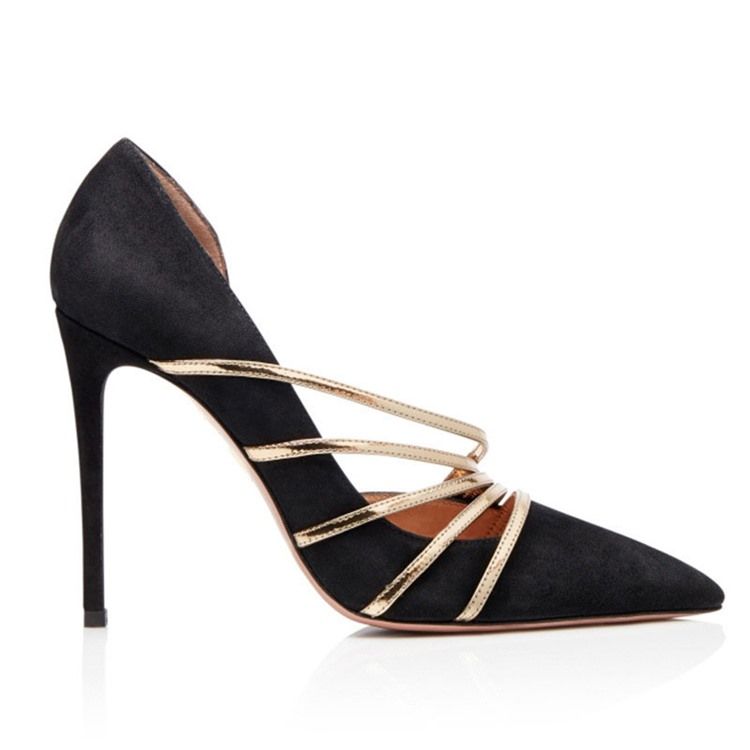 Color Block Slip-On Stiletto Heel Low Cut Upper Prom Skor