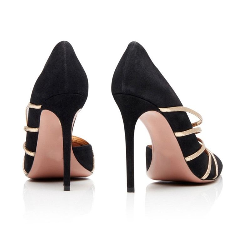 Color Block Slip-On Stiletto Heel Low Cut Upper Prom Skor