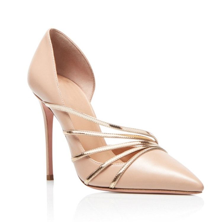 Color Block Slip-On Stiletto Heel Low Cut Upper Prom Skor