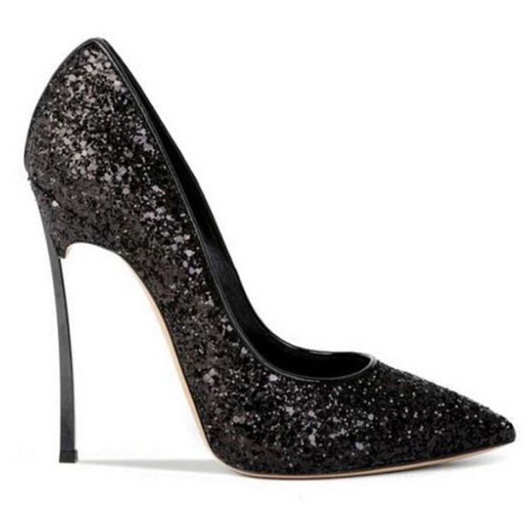Glit Paljett Stilettklack Slip-On Dambalskor