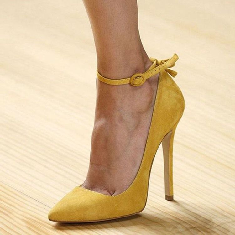 Gula Smala Fotledsband Point Toe Prom Skor