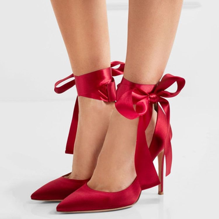 Peep Toe Ribbon Bröllopsskor