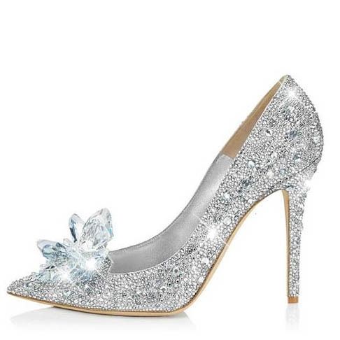 Point Toe Beads Rhinestone Stilettos Prom Skor