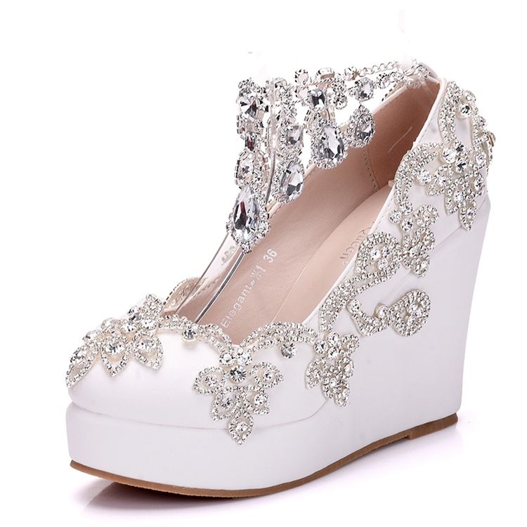 Rhinestone Chain Platform Kilklack Prom Skor