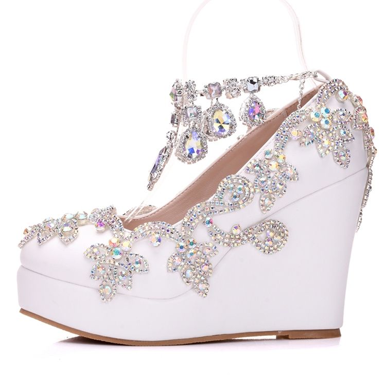 Rhinestone Chain Platform Kilklack Prom Skor