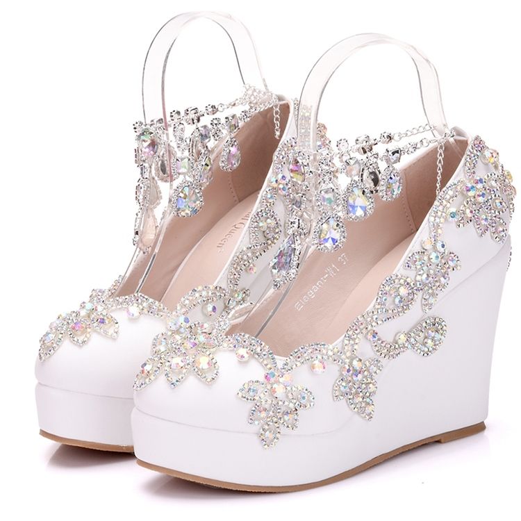 Rhinestone Chain Platform Kilklack Prom Skor