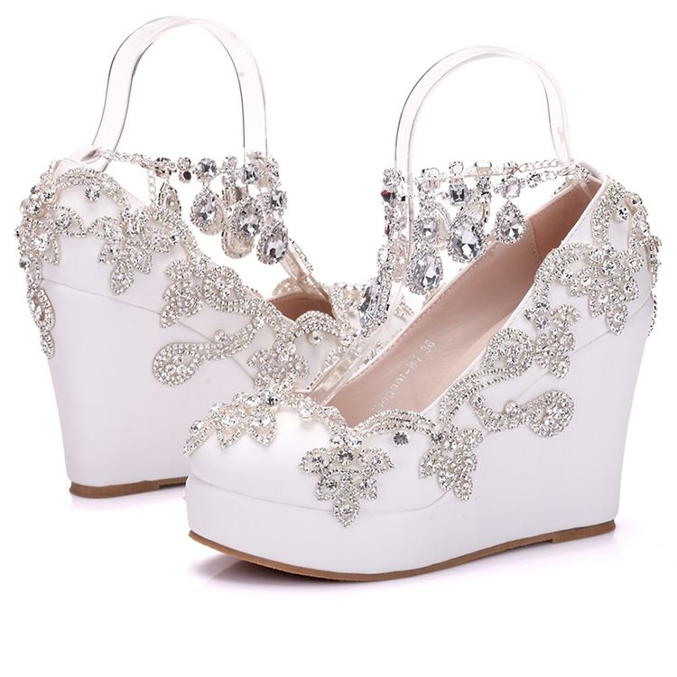 Rhinestone Chain Platform Kilklack Prom Skor