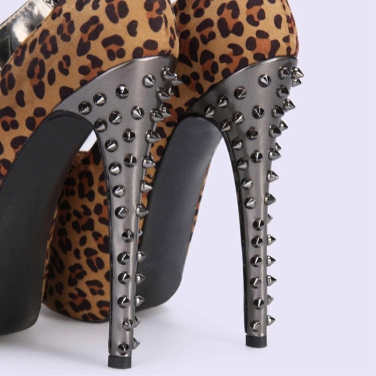 Silver Glitter Platform Ankelrem Klackar Med Nitar