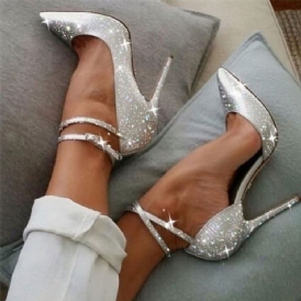 Spetsad Tå Paljett Stiletto Heel Low-Cut Övre Tunna Skor