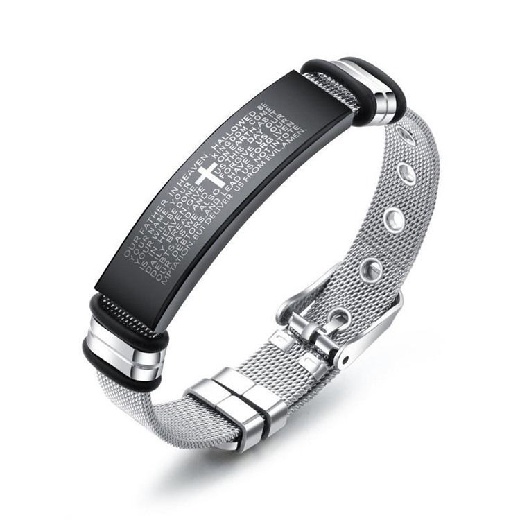 Cross Bible Titanium Steel Armband För Män