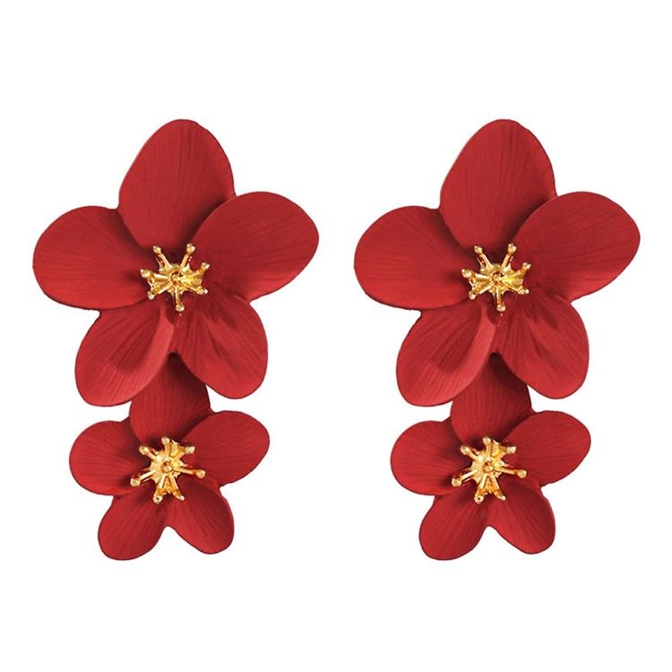 Blomma Legering Färg Örhängen
