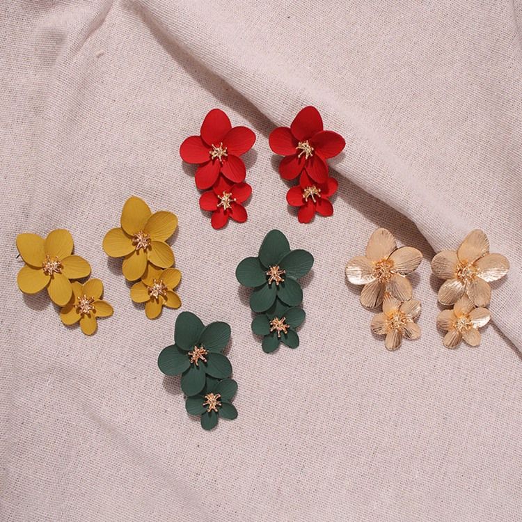 Blomma Legering Färg Örhängen