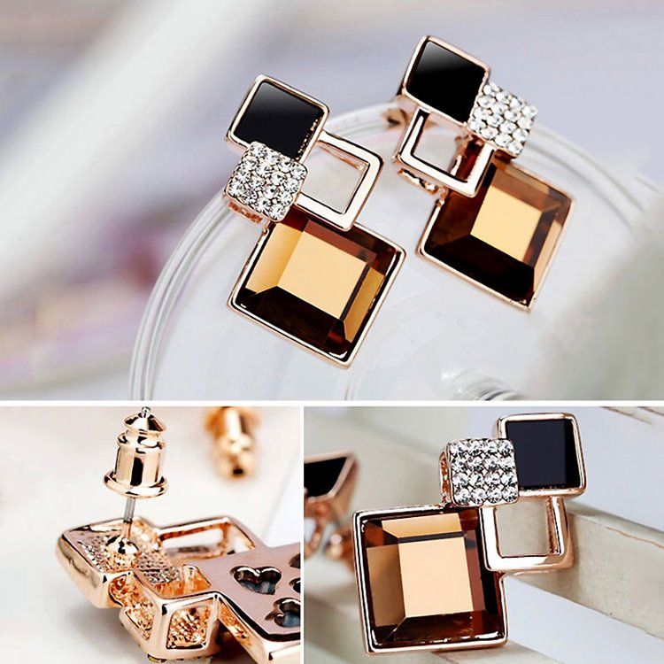 Gem Diamantformade Geometriska Örhängen