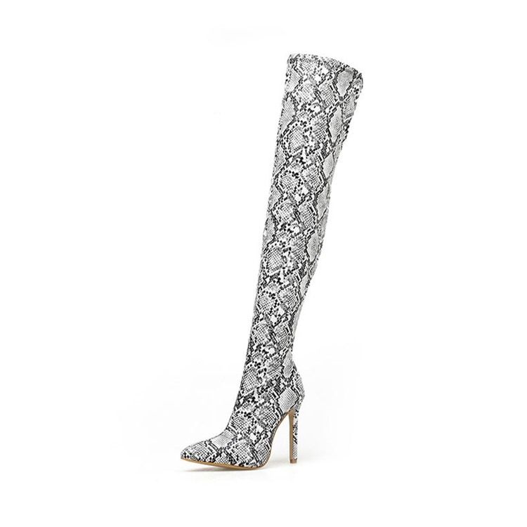 Color Block Stiletto Heel Zipper Knähöga Stövlar För Kvinnor