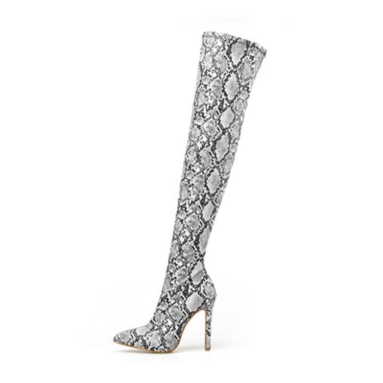 Color Block Stiletto Heel Zipper Knähöga Stövlar För Kvinnor