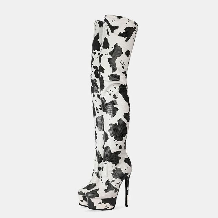 Colour Block Sido Zipper Rund Toe Platform Stövlar Boots