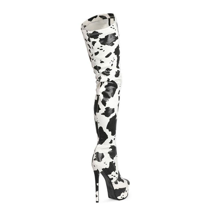 Colour Block Sido Zipper Rund Toe Platform Stövlar Boots
