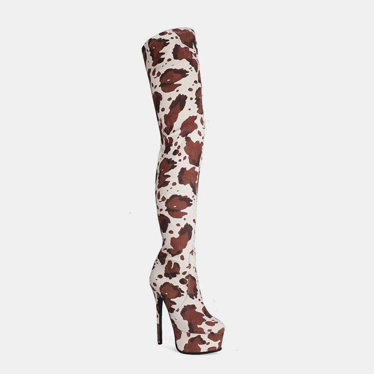 Colour Block Sido Zipper Rund Toe Platform Stövlar Boots