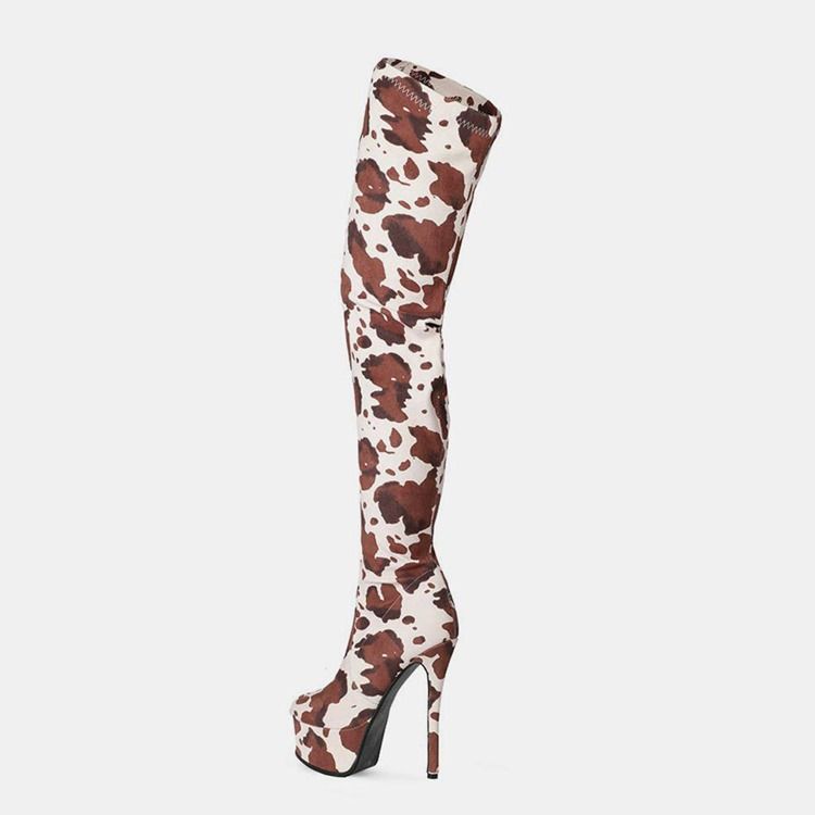 Colour Block Sido Zipper Rund Toe Platform Stövlar Boots