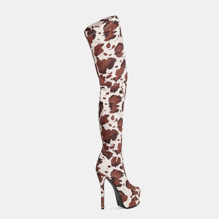 Colour Block Sido Zipper Rund Toe Platform Stövlar Boots