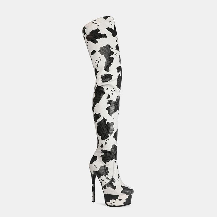 Colour Block Sido Zipper Rund Toe Platform Stövlar Boots