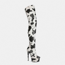 Colour Block Sido Zipper Rund Toe Platform Stövlar Boots