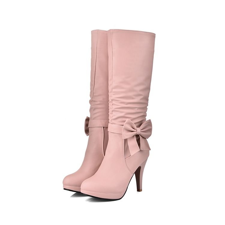 Härliga Bowknot Knee High Stövlar Boots
