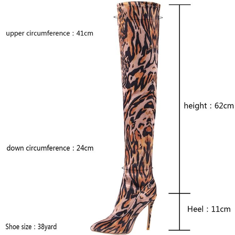 Leopard Slip-On Pu-Stövlar Med Spetsad Tå