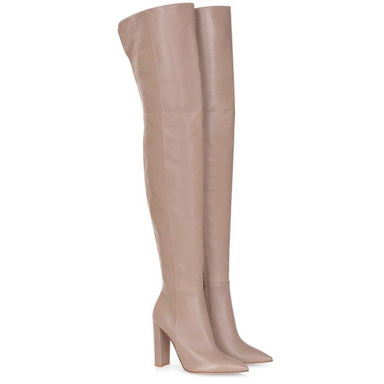 Slip-On Chunky Heel Spetsad Tå Korta Floss Stövlar Boots