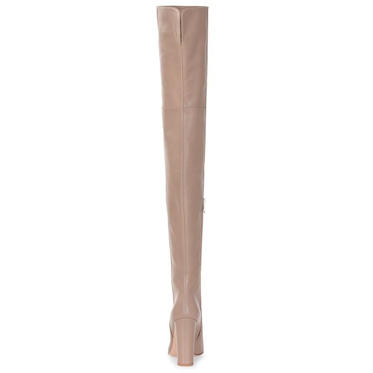 Slip-On Chunky Heel Spetsad Tå Korta Floss Stövlar Boots