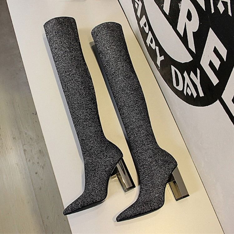 Slip-On Västerländska Stövlar Med Spetsad Tå