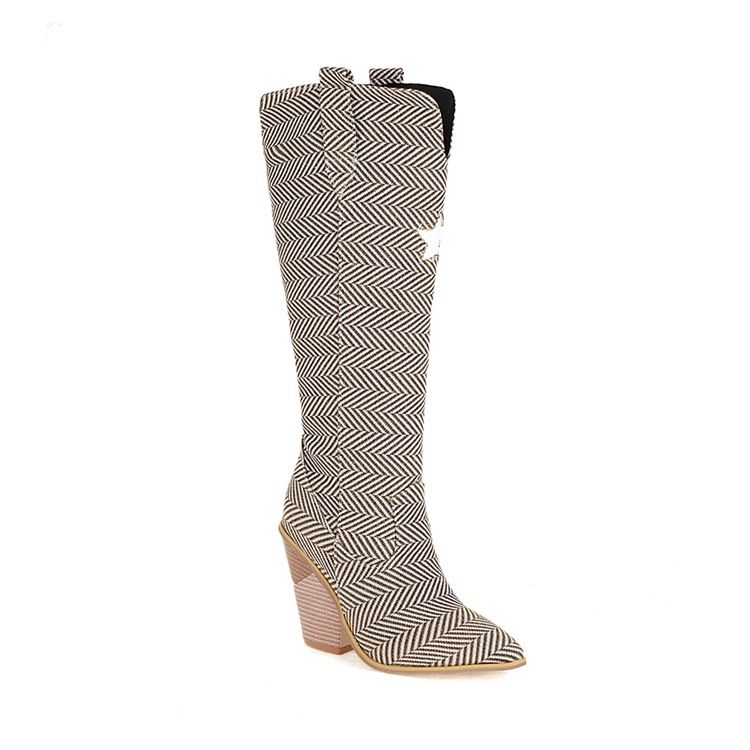 Spetsiga Tå Färg Block Sida Dragkedja Bankett Stövlar Boots
