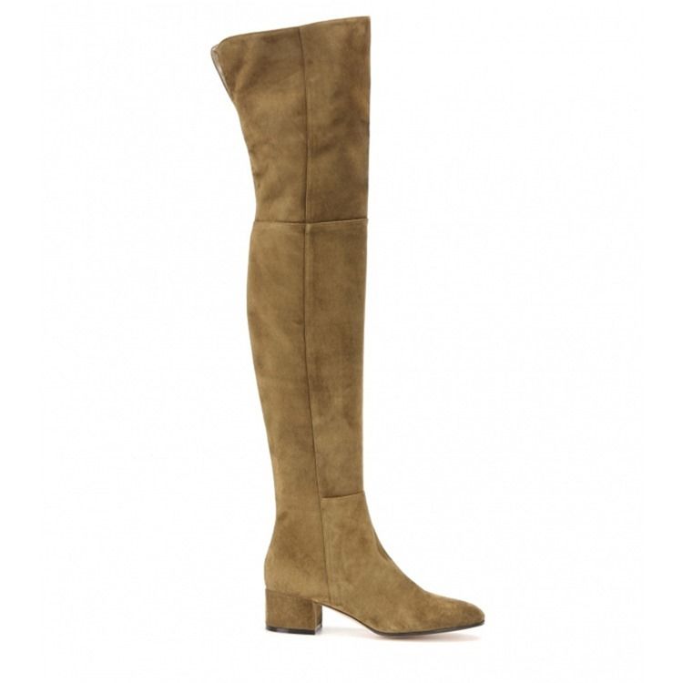 Zipper Rund Toe Chunky Knee High Heel Stövlar Boots