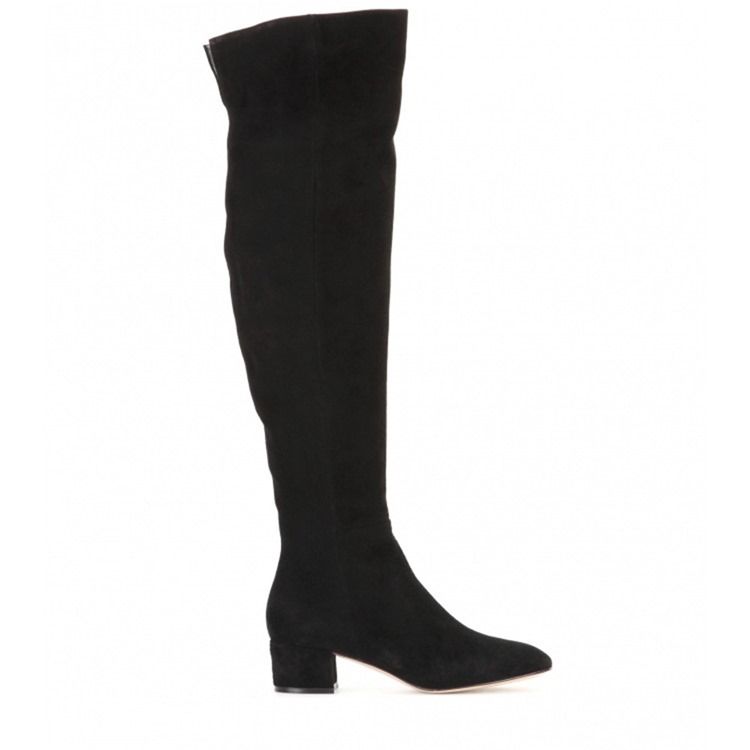 Zipper Rund Toe Chunky Knee High Heel Stövlar Boots