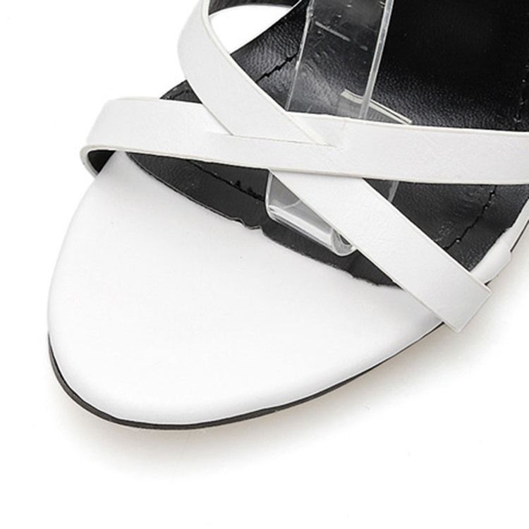 Ankelrem Med Spetsig Tå Chunky Heel Cross Strap Sandaler