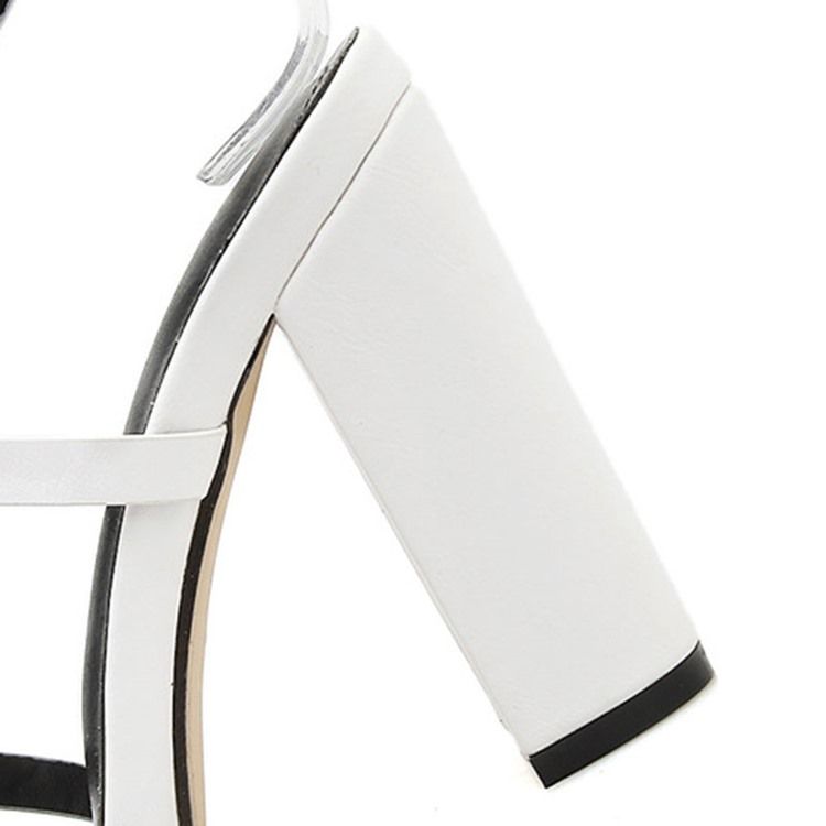 Ankelrem Med Spetsig Tå Chunky Heel Cross Strap Sandaler