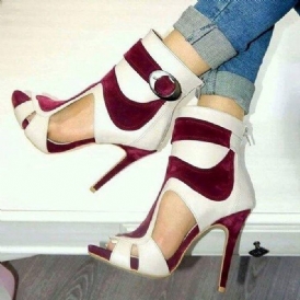 Color Block Peep Toe Stilettsandaler