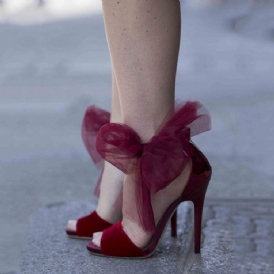 Fantastiska Burgundy Lace Bowknot Stiletto-Sandaler