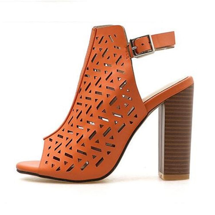 Hältäckande Peep Toe Buckle Buckle Sandaler
