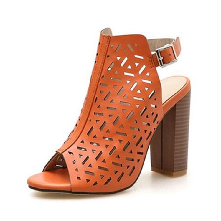 Hältäckande Peep Toe Buckle Buckle Sandaler