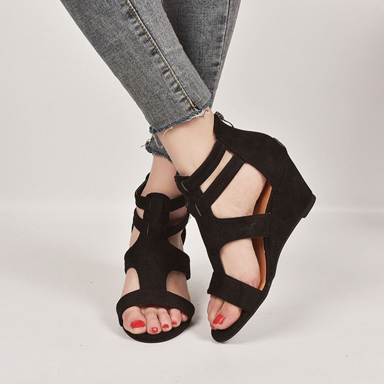 Hältäckande Peep Toe Buckle Buckle Sandaler