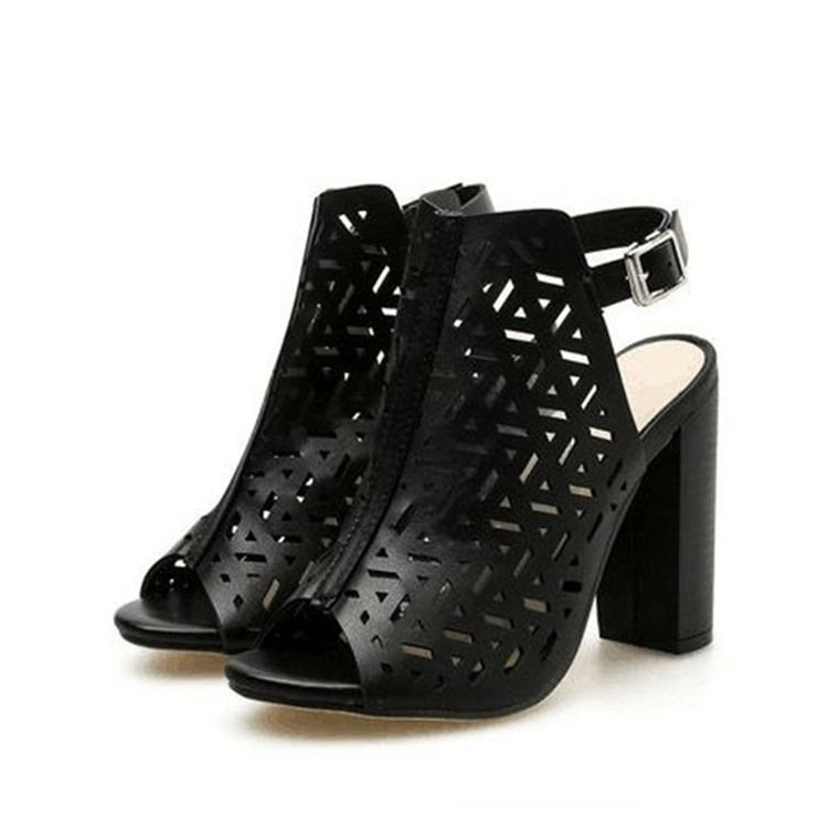 Hältäckande Peep Toe Buckle Buckle Sandaler