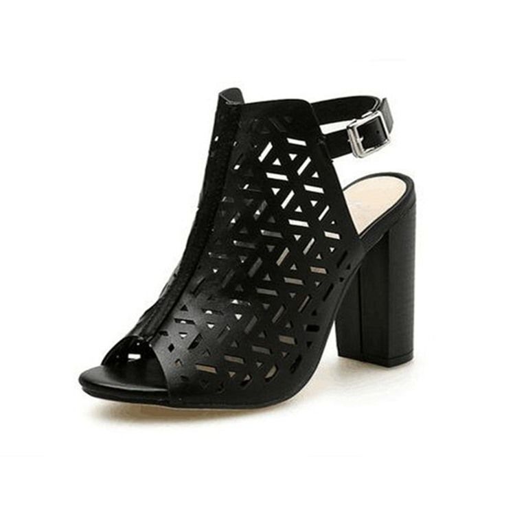 Hältäckande Peep Toe Buckle Buckle Sandaler