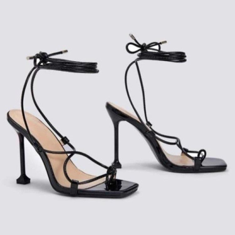 Lace-Up Thong Stiletto Heel Lace-Up Sandaler