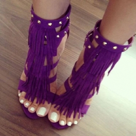 Lila Tofsar&Nitar Stilettsandaler